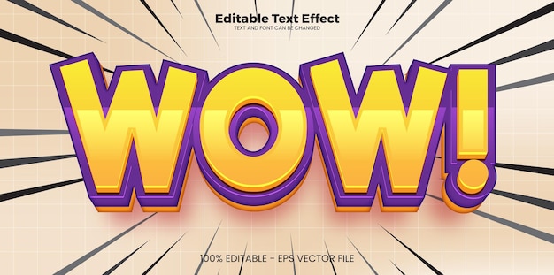 Wow efecto de texto editable en estilo de tendencia moderna