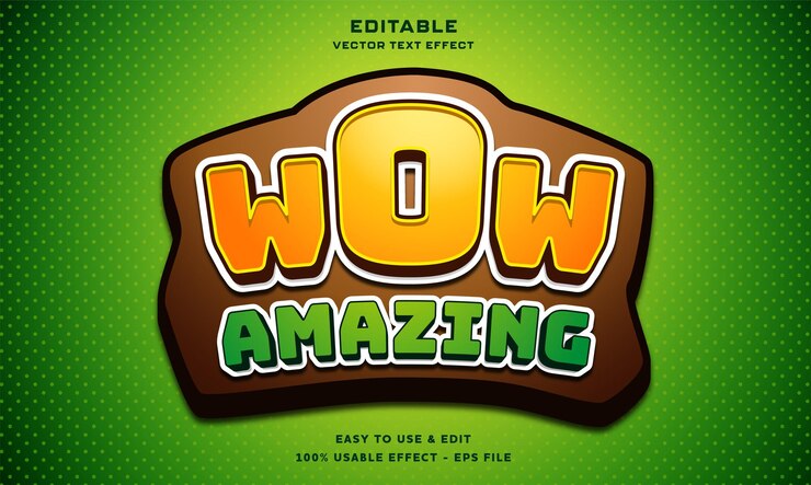 Vector wow increíble efecto de texto editable