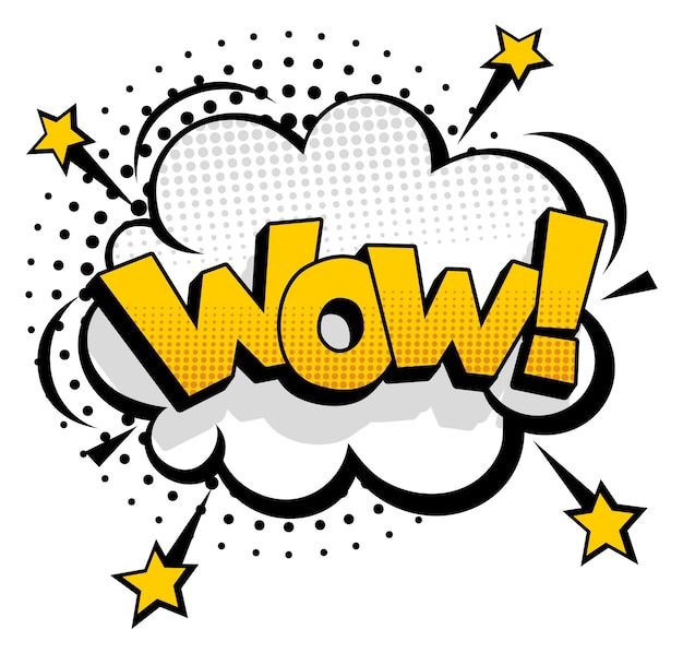 Wow palabra en explosión de nube cómica Pop art splash