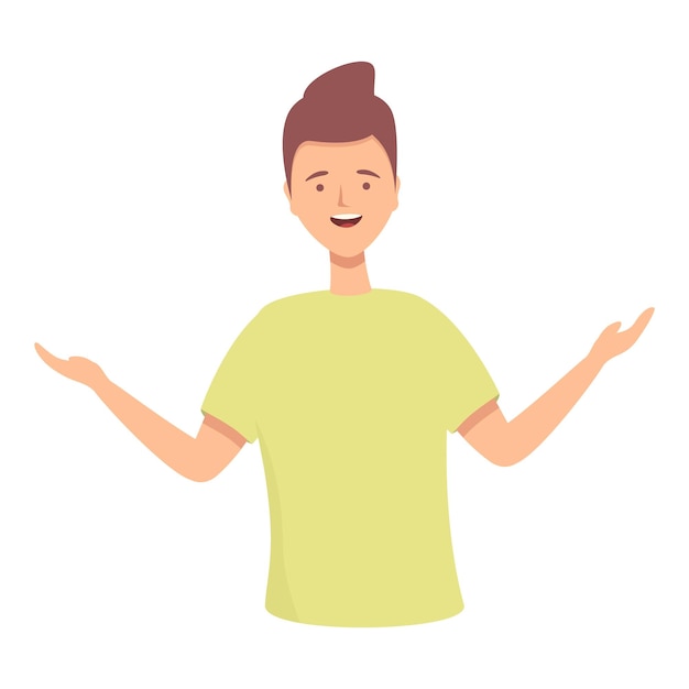 Wow persona icono dibujos animados vector feliz adolescente emocionado positivo