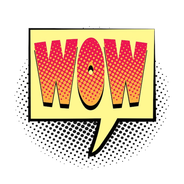 Wow texto cómico, bocadillo de diálogo cómico, ilustración vectorial de colección cómica.