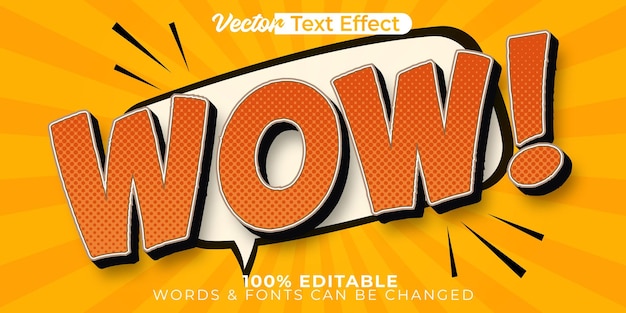 Wow Vector Efecto De Texto Alfabeto Editable Cómic Dibujos Animados