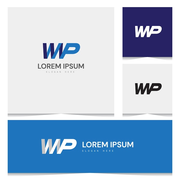 Vector wp logo simple modern style for business company color azul con impresión inteligente confiable