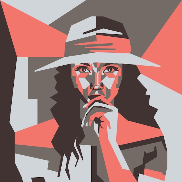 Wpap mujer con sombrero Pop art diseño vectorial