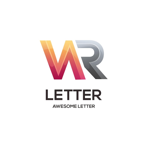 Wr carta logo iniciales colorido degradado abstracto
