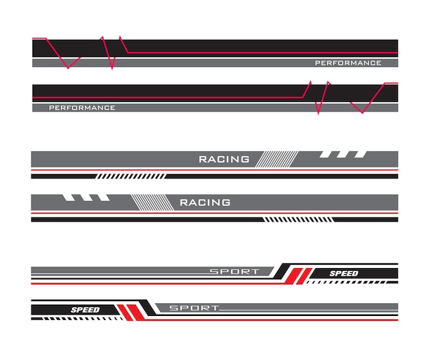 Wrap Design For Car vectores Sports stripes car stickers color negro Racing calcomanías para tuning V3_20230427