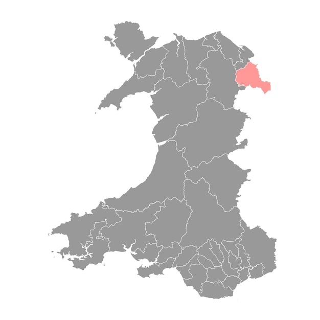 Wrexham Maelor mapa distrito de Gales ilustración vectorial