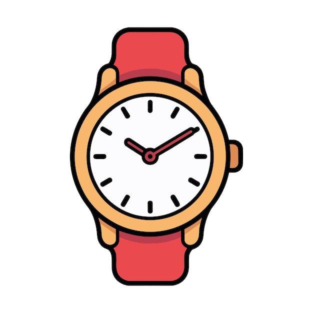 Wristwatch with Red Strap and Gold Case