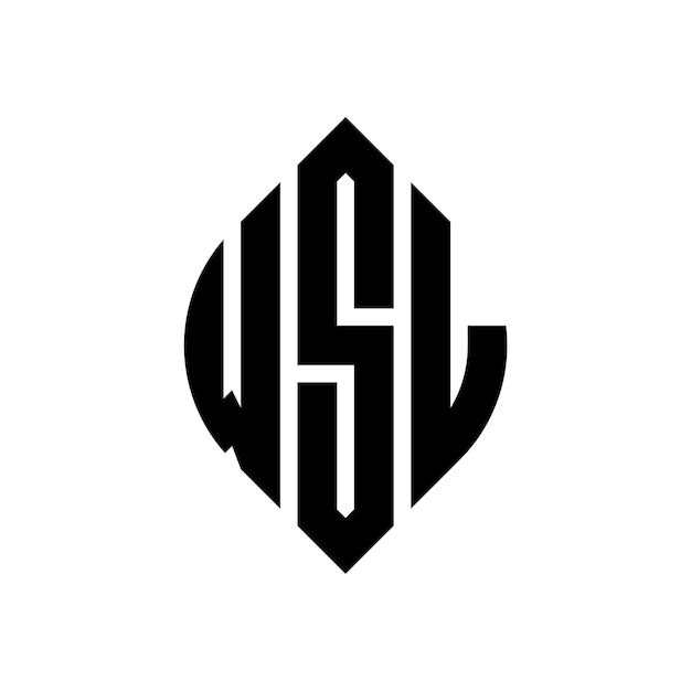 WSL diseño de logotipo de letra de círculo con forma de círculo y elipse WSL letras de elipse con estilo tipográfico Las tres iniciales forman un logotipo de círculo WSL emblema de círculo Monograma abstracto letra marca vector
