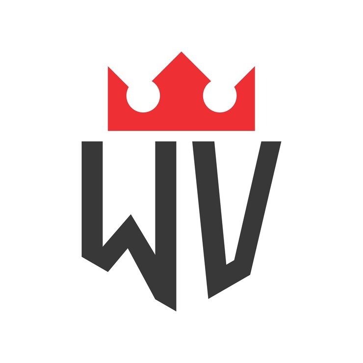 Vector wv corona logo corona en letra plantilla de diseño del logotipo wv