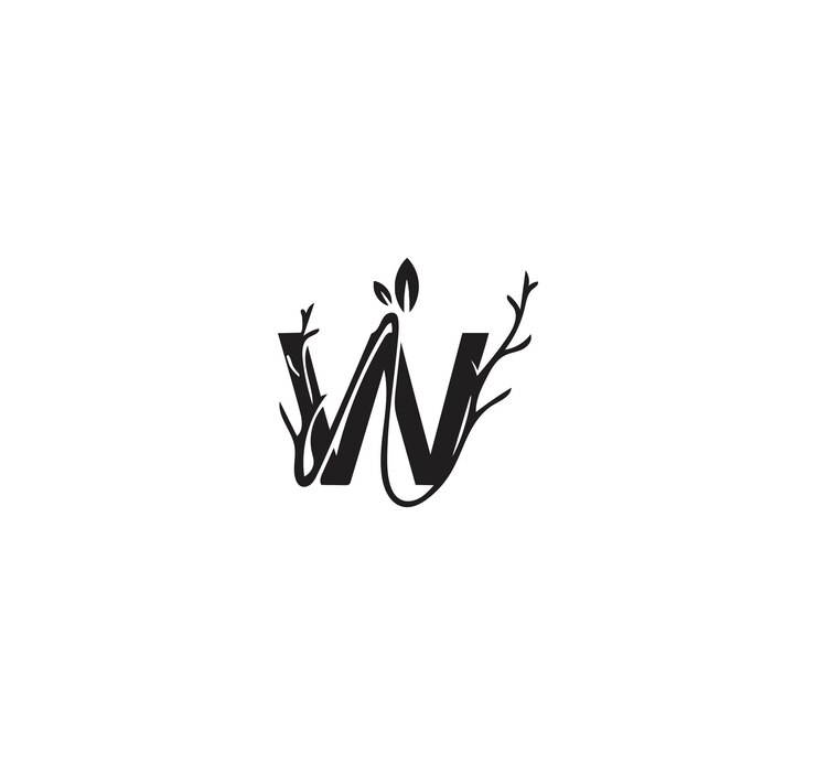 Vector ww lujo árboles y tronco diseño de logotipo vectorial