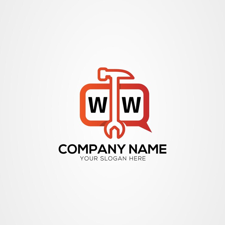 Vector ww o w carta creativa logo creativo con servicios icono o logotipo de chat ilustración vectorial aislada