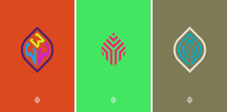 Vector www monograma de hoja orgánica de letras triples elípticas.