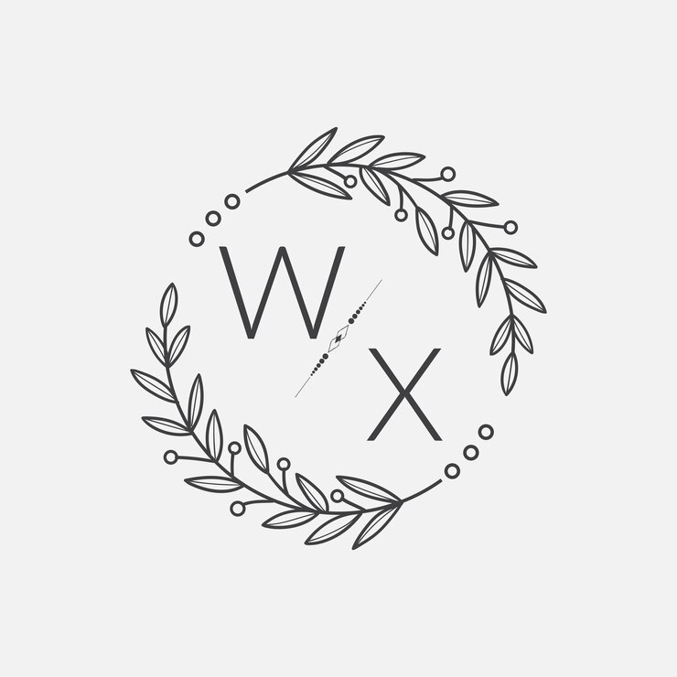 Vector wx monograma inicial boda con línea de círculo creativo