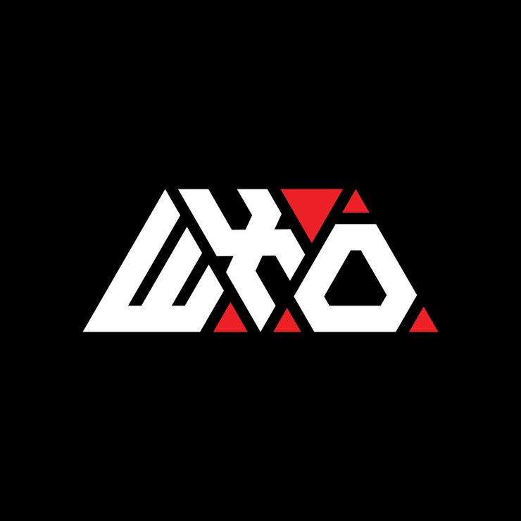 Vector wxo triángulo letra diseño de logotipo con forma de triángulo wxo logotipo triángulo diseño monograma wxo modelo de logotipo vectorial triángulo con color rojo logotipo triangular wxo sencillo elegante y lujoso logotipo wxo