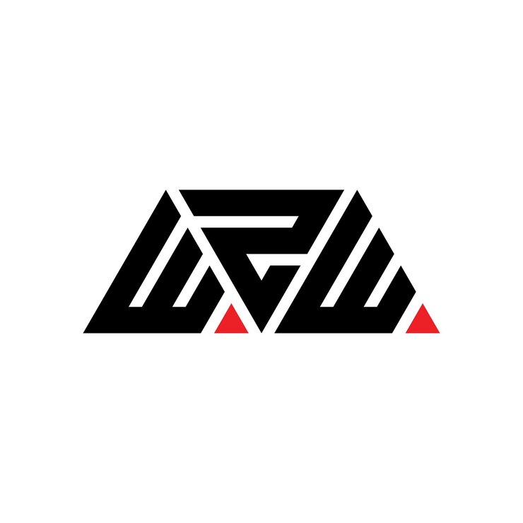Vector wzw diseño de logotipo de letra triangular con forma de triángulo wzw logotipo de diseño triangular monograma wzw triángulo vectorial plantilla de logotipo con color rojo logotipo triangular wzw sencillo elegante y lujoso logotipo wzw