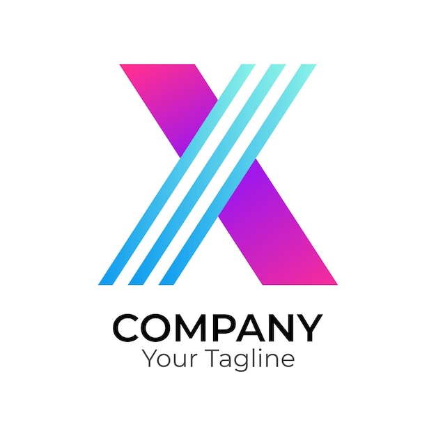 X abstracto moderno minimalista tipografía premium 3d de letras coloridas plantilla de diseño de logotipo