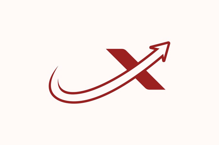 Vector x flecha del logotipo. icono moderno del ejemplo del vector del diseño de la letra x.