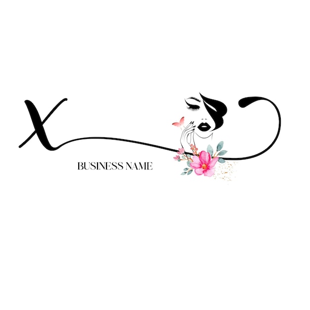 X letra inicial logotipo floral de belleza