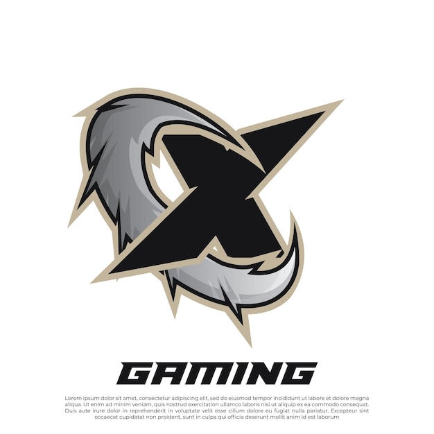 X letter esport gamer logo efecto de texto editable rgb y neón estilo de texto badge logo esport