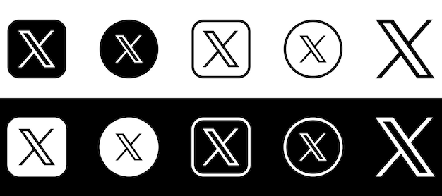 X Logo Mega Bundle Icon Set X App Vector Diseño de redes sociales premium editable para descarga digital
