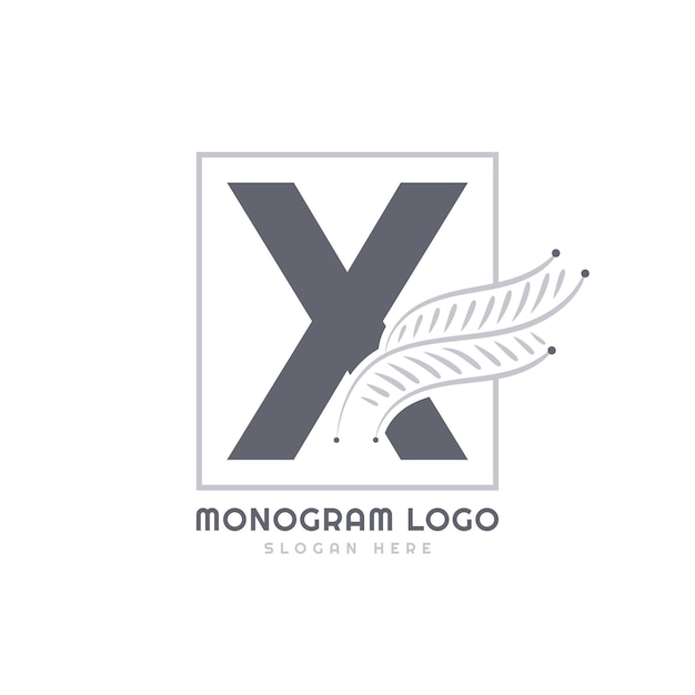 X Logotipo de hoja para belleza, moda y cosméticos Letra X Logotipo con hoja