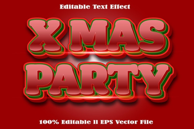 X mas Partido Efecto de texto editable