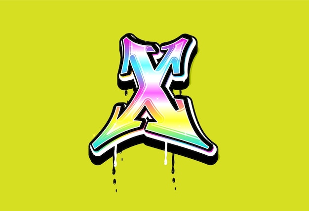 X pastel graffiti alfabeto vector logo