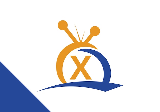 X televisión Diseño de la letra Logo Concepto de canal de televisión Ilustración del icono vectorial del logotipo de la televisión