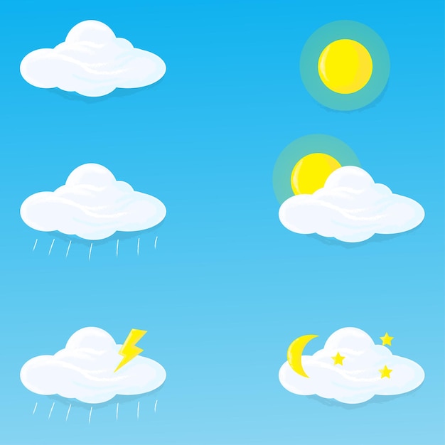 XABundle de varios tipos de clima con efectos de pintura aptos para ilustraciones y animaciones de pronósticos del tiempo y otros