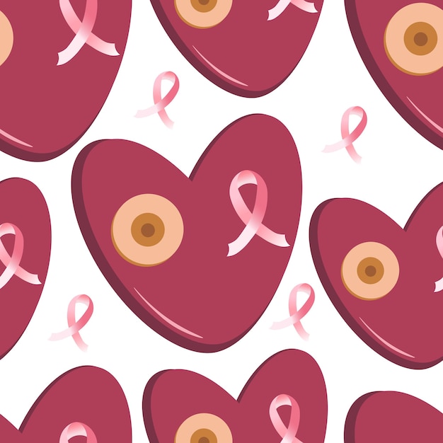 xAHeart de patrones sin fisuras con cinta del día del cáncer de mama