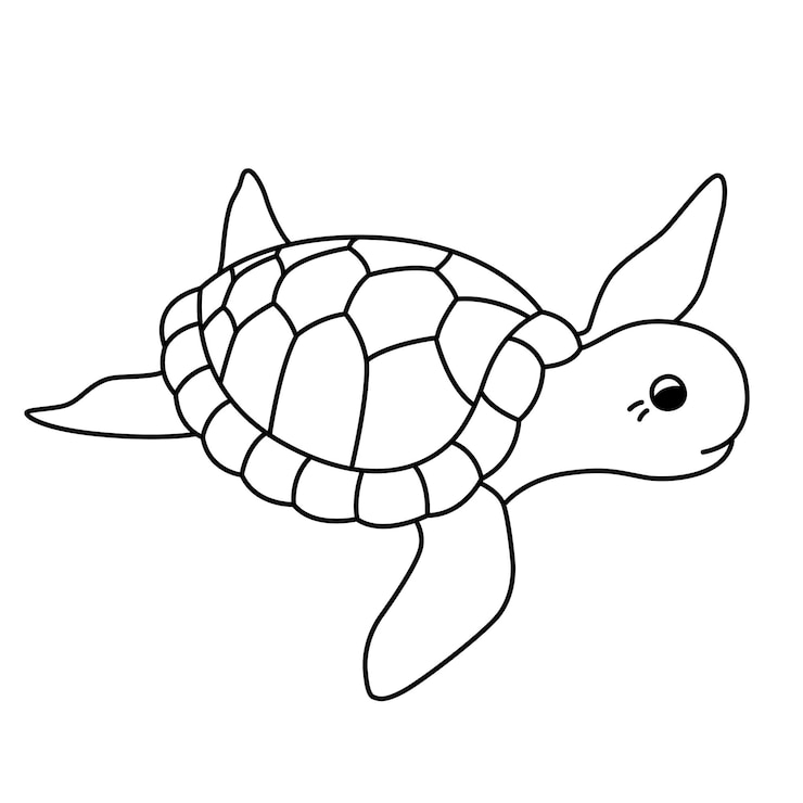 Vector xakawaii tortugas marinas página de colorear en blanco y negro cómodo y adorable diseño de animales del océano perfecto