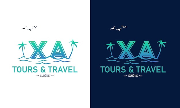 XAX Creative Travel Diseño del logotipo Inicial de viajes de verano Icon Vector del logotipo
