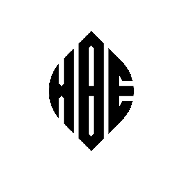 XBE diseño de logotipo de letras circulares con forma de círculo y elipse XBE letras elípticas con estilo tipográfico Las tres iniciales forman un logotipo de círculo XBE emblema de círculo Monograma abstracto letra marca vector