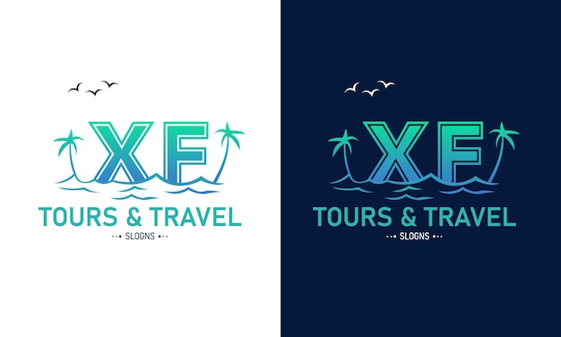 XF FX Creative Travel Diseño del logotipo Inicial de viajes de verano Icon Vector del logotipo