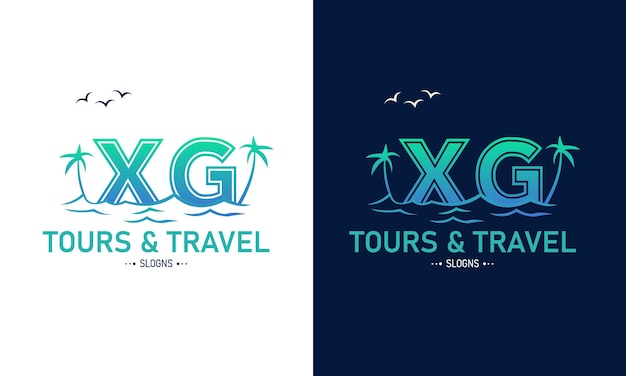 XG GX Creative Travel Diseño del logotipo Inicial de viajes de verano Icon Vector del logotipo