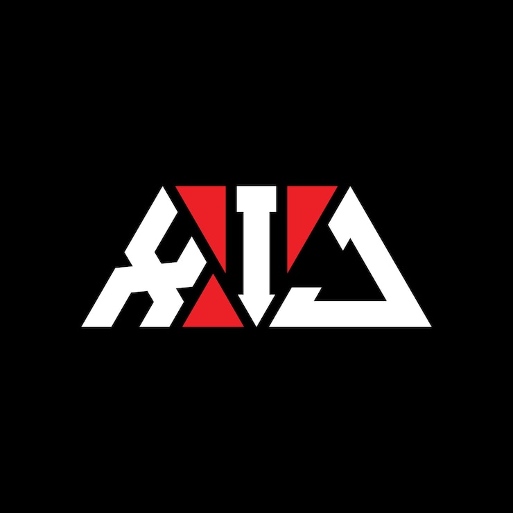 Vector xij diseño de logotipo de letra triangular con forma de triángulo xij diseño del logotipo triangular monograma xij triángulo vectorial plantilla del logotipo con color rojo xij logotipo triangular simple elegante y lujoso logo xij
