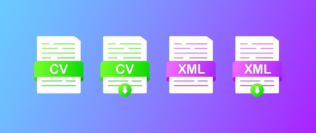 y XML CV de color plano CV XML Ilustración vectorial