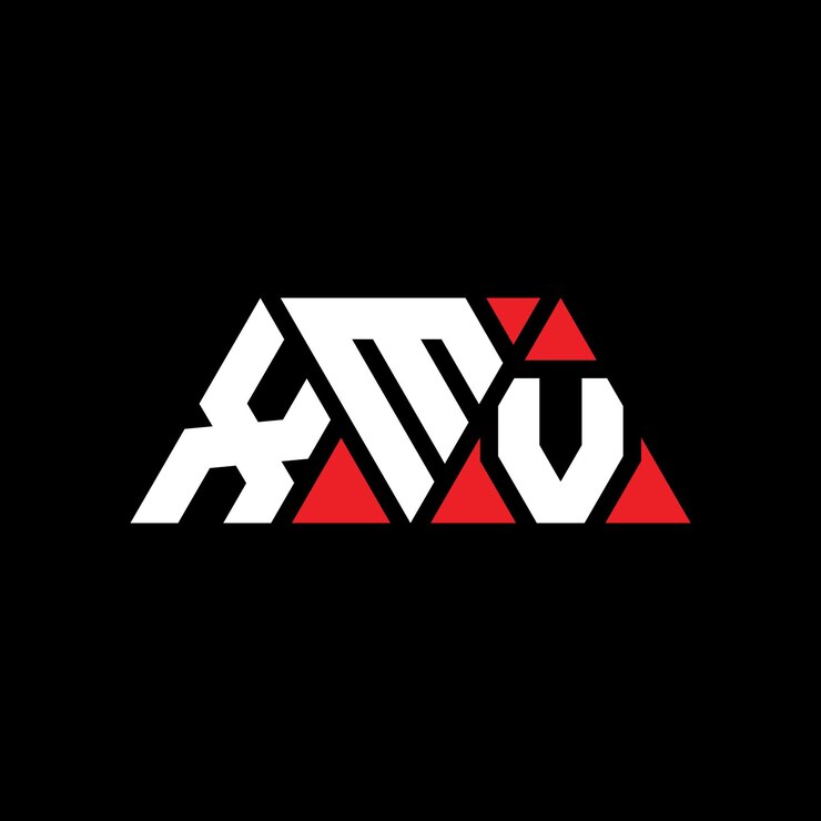 Vector xmv diseño de logotipo de letra triangular con forma de triángulo xmv diseño del logotipo triangular monograma xmv triángulo vectorial plantilla del logotipo con color rojo xmv logotipo triangle sencillo elegante y lujoso logotipo xmv