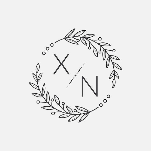 XN monograma inicial boda con línea de círculo creativo