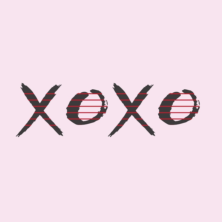 Vector xoxo caligrafía coqueta clipart besos y abrazos símbolo letras día de san valentín amor vintage vector