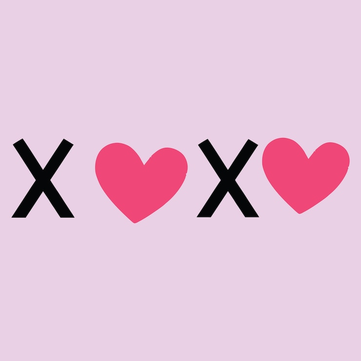 Vector xoxo caligrafía coqueta clipart besos y abrazos símbolo letras día de san valentín ilustración vectorial
