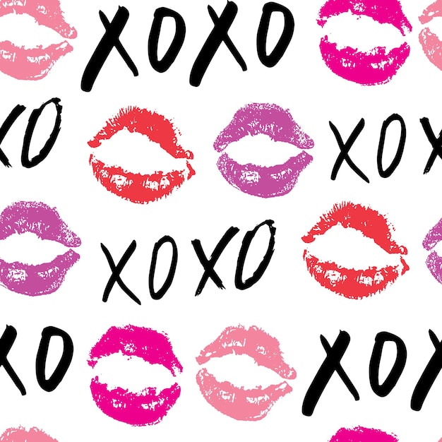 XOXO pincel rotulación signos patrón sin costuras ilustración vectorial