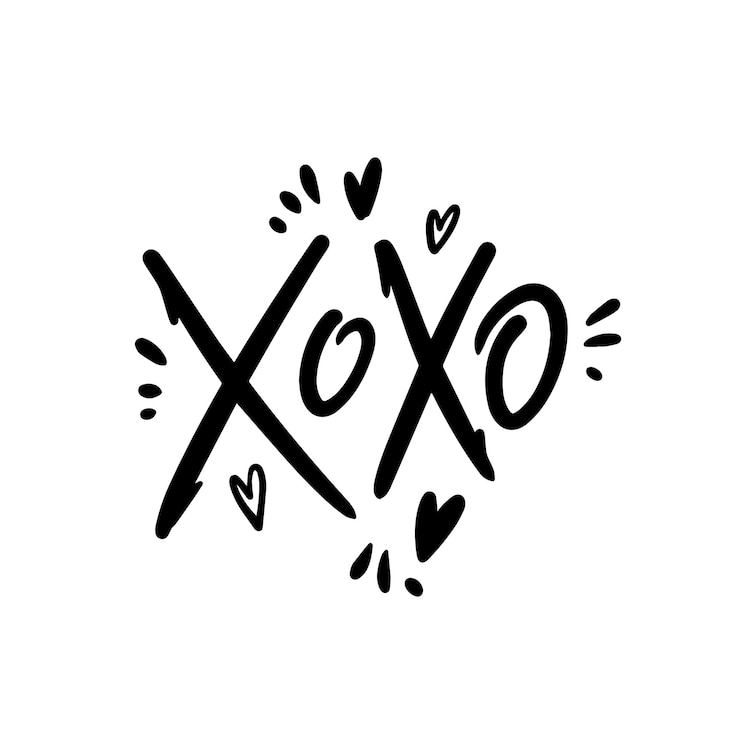 Vector xoxo romance signo de amor color negro arte vectorial elemento de doodle de vacaciones