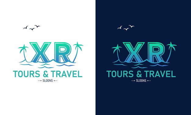 XR RX Creative Travel Diseño del logotipo Inicial de viajes de verano Icon Vector del logotipo