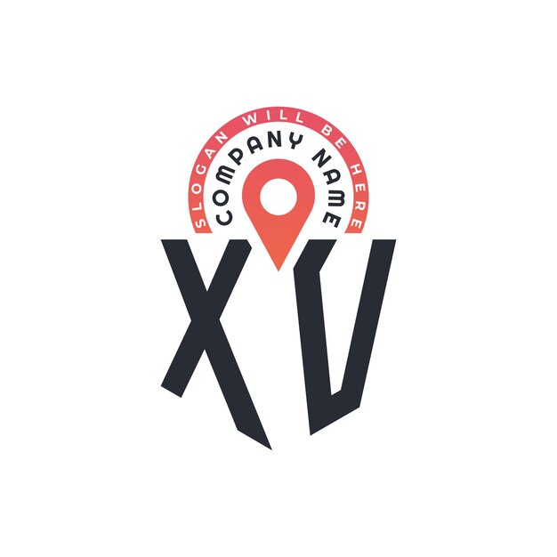 XV Diseño de logotipo de ubicación para reclutamiento de recursos humanos y carta de navegación XV Logotipo con icono de ubicación para negocios y tecnología