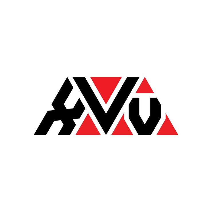 Vector xvv diseño de logotipo de letra triangular con forma de triángulo xvv diseño del logotipo triangular monograma xvv plantilla de logotipo vectorial triangulo con color rojo xvv logotipo triangle sencillo elegante y lujoso logotipo xvv