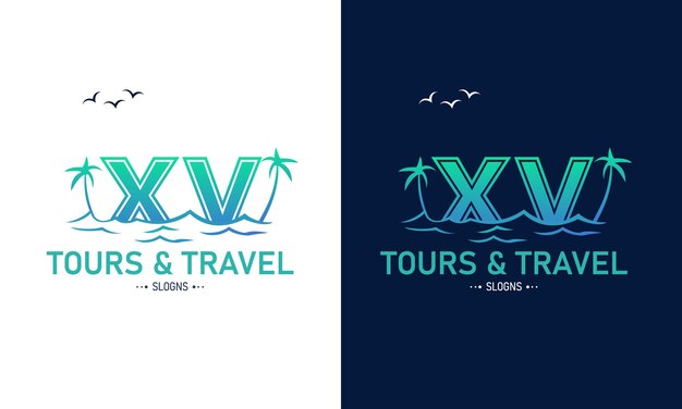 XVX Creative Travel Diseño del logotipo Inicial de viajes de verano Icon Vector del logotipo