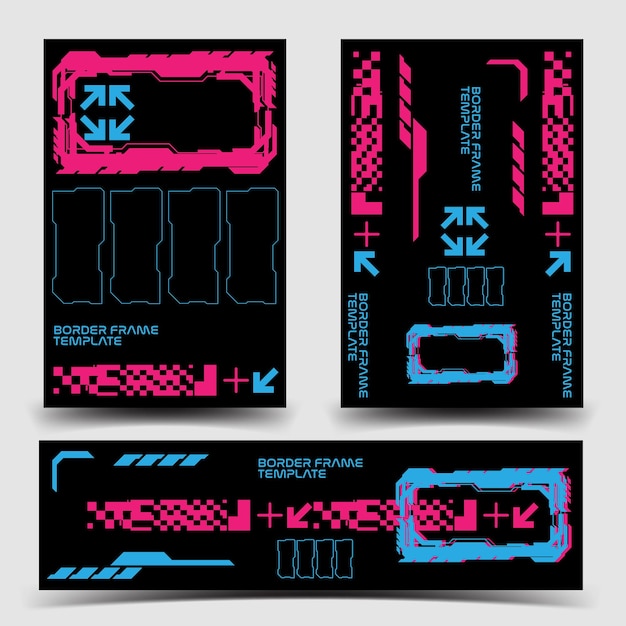 y2k 2000s scifi cyberpunk retrofuturista conjunto de plantillas de diseño tablero de instrumentos para aplicación uxui ilustración vectorial 2d