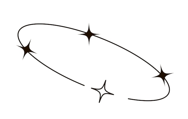 Y2K avatar línea círculo con estrella elementos de línea estética minimalista moderna ilustración vectorial